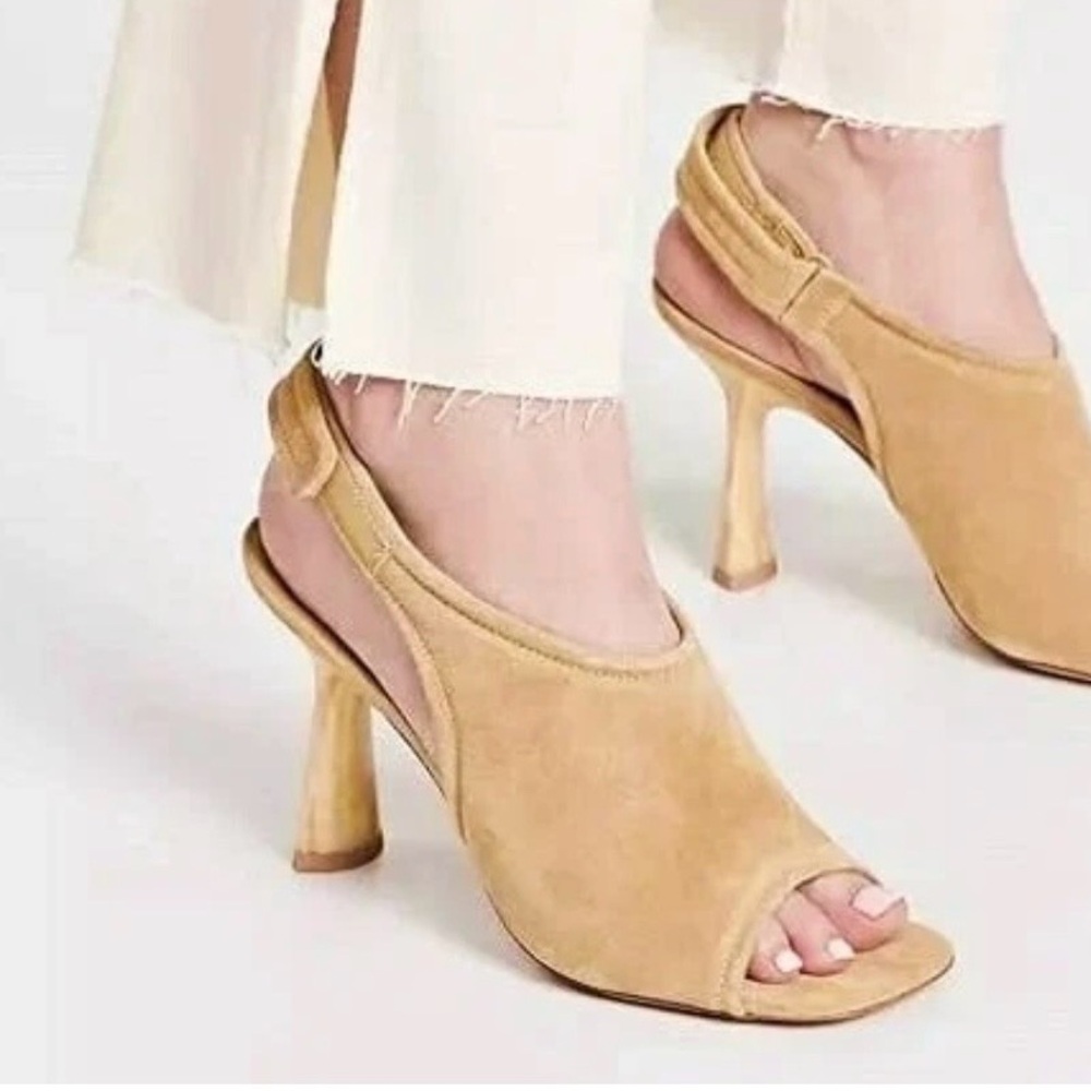 Vince Women's Brown Suede Peep-Toe Mules